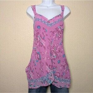 Bandolino Purple Floral Ruffle Hem Top Size 12 Y2K Fairy Dopamine Disneycore